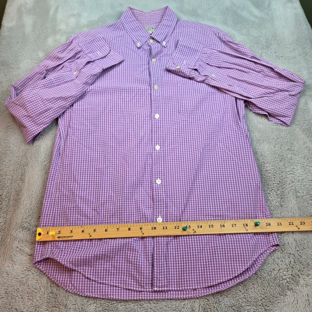 J.Crew Button Down Shirt Mens Medium Purple Gingham Check Cotton Tailored Fit - Picture 5 of 5